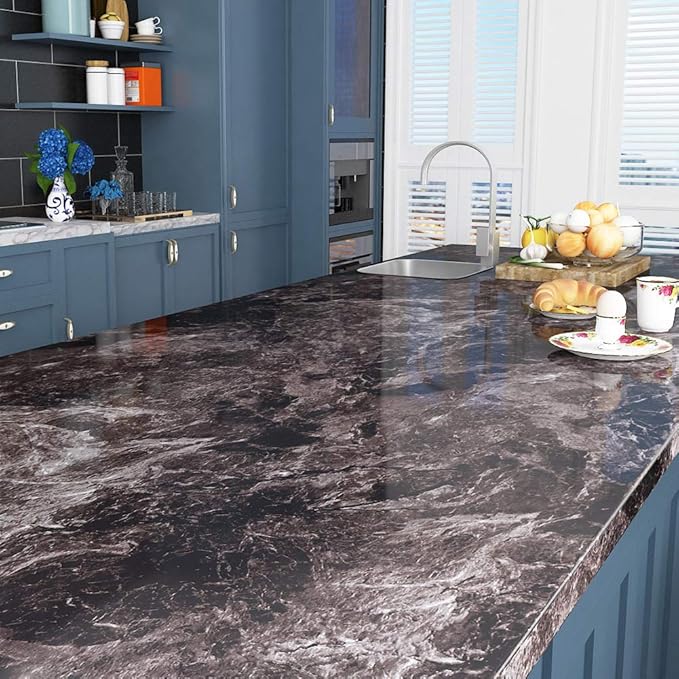 Livelynine Peel and Stick Countertops 24x394in Marble Counter Top Contact Paper Heavy Duty Waterproof Kitchen Wallpaper Self Adhesive Laminate Countertop Covers Table Sticker Cover Removable Desk Wrap