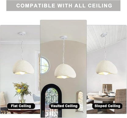Wabi Sabi Pendant Lights,11.8in White Modern Pendant Light Resin Hanging Lamp Kitchen Island Lighting Modern Japandi Chandelier for Dining Room Bedroom Hallway Restaurant Foyer