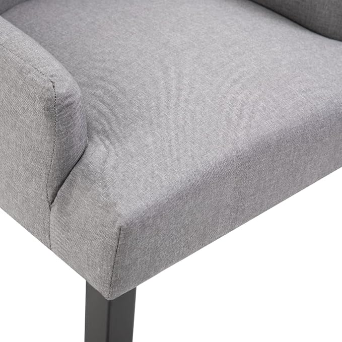Dining Chairs Set of 2 Light Grey Polyester Solid Oak Legs 21.3"x22"x41.7" Modern Farmhouse Accent Seating for Kitchen Dining Room or Vanity Corner
