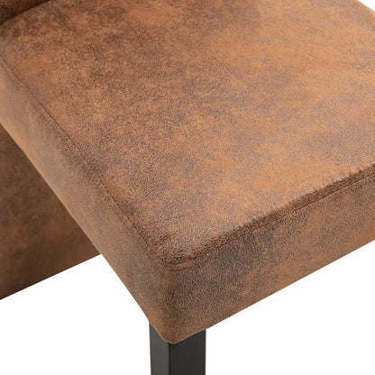 Modern Dining Chairs 4-Piece Set Brown Faux Suede Leather Upholstered High Back Ergonomic Design with Solid Wood Legs for Kitchen Dining Room Furniture