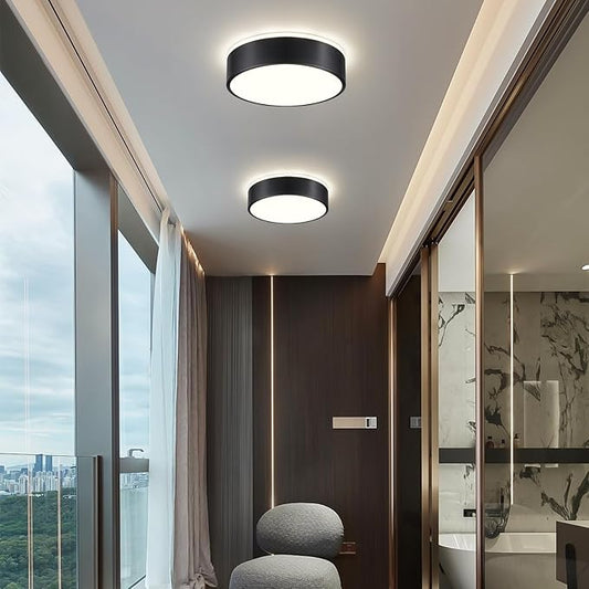Dimmable LED Flush Mount Ceiling Light Fixture,Modern Black Round Ceiling Light,5CCT 2700K-6000K Metal Lighting for Bedroom Kitchen Hallway Laundry Room Entryway Bathroom-11.8in