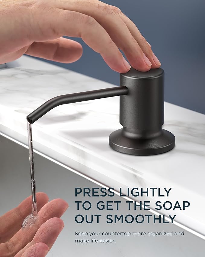 FORIOUS Black Kitchen Faucet with Soap Dispenser, Stainless Steel Sink Faucet with Pull Out Sprayer Modern Single Handle Suitable for Bar RV Farhouse Laundry Outdoor