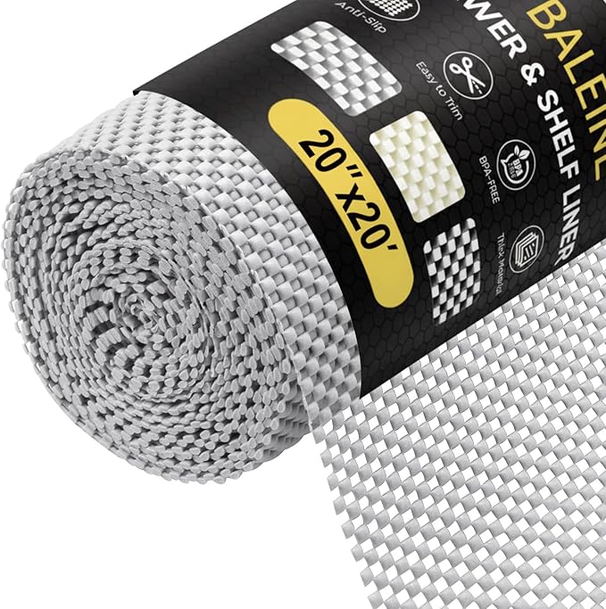 BALEINE Cabinet Liner, 20 in x 20 Ft Drawer and Shelf Liner for Kitchen Cabinets Non-Adhesive, Non-Slip Protect Desks, Cupboard, Drawers, Shelves, Tableware (Gray)