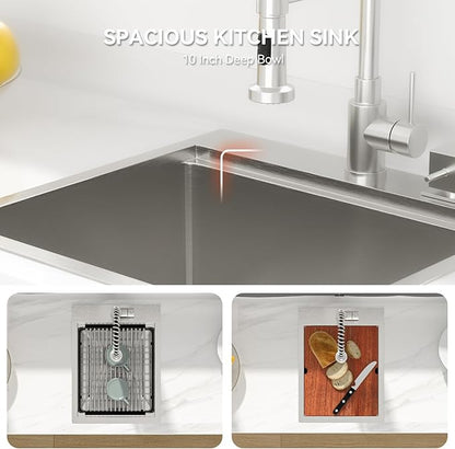 Lordear 15 Bar Sink Drop In 15 x 20 Inch Topmount Kitchen Sink 16 Gauge Stainless Steel Single Bowl Ledge Workstation RV Bar Prep Sinks Basin