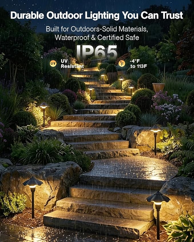 HIBOITEC 8-Pack Low Voltage Pathway Lights 3W 12-24V 2900K LED Landscape Path Lights 180LM CRI 90+ Outdoor Landscape Lighting Aluminum Waterproof Pathway Lighting for Walkway Yard Garden