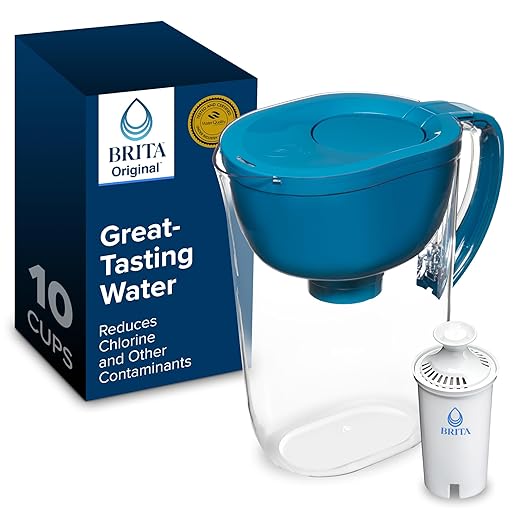 Brita Large 10-Cup Water Filter Pitcher with SmartLight Indicator, WQA NSF/ANSI Certified, Removes Chlorine Taste & Odor, Reduces Zinc, Copper & Mercury, 1 Standard Filter, Lasts 2 Months, Teal