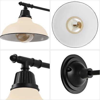 JONATHAN Y 12.25" Matte Almond/Black 1-Light Industrial Farmhouse Outdoor Sconce, Iron Wall Light with LED Bulb, Metal Bowl Shade, Vintage Porch Lamp for Entryway Patio Kitchen (JYL7615J)