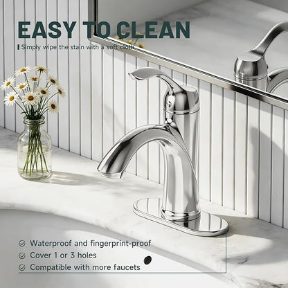 6 Inch Chrome Sink Hole Cover, Greenspring 4" Hole Cover Deck Plate, Round Bathroom Faucet Deck Plate, Faucet Escutcheon for Bathroom or Kitchen Vanity Sink Faucets Stainless Steel