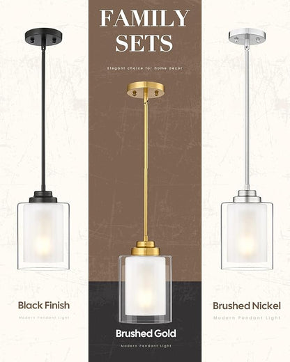 TENGXIN Modern Pendant Light, 6-in Brushed Gold Modern Pendant Light for Kitchen Island, Hanging Ceiling Light Fixture, Farmhouse Pendant Lighting for Dining Room Bedroom Bar Office,TXPLBG02-L