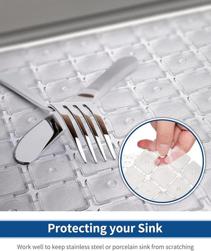 Bligli Sink Mat for Stainless Steel/Ceramic Sinks, 2 Pack 15.7x11.8 inches PVC Sink Protectors for Bottom of Kitchen Sink, Dishes and Glassware drain Mats, Durable and Fast Draining (Transparent)