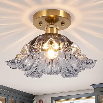 Semi Flush Mount Ceiling Light,Hallway Vintage Lights Fixture Ceiling 11" E26 Gray Blue Vintage Light Fixtures for Closet Hallway Kitchen Dining Room