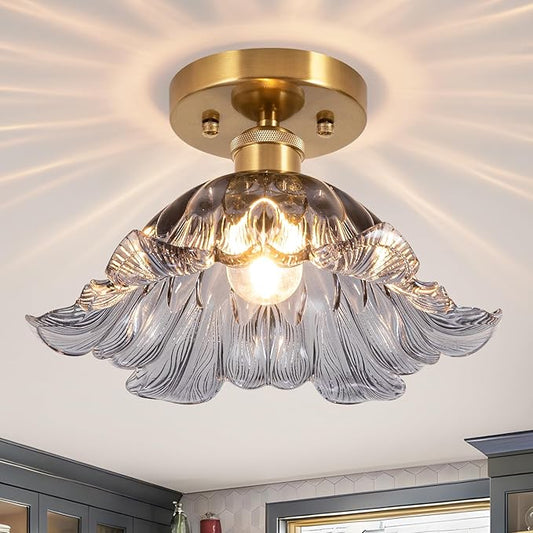 Semi Flush Mount Ceiling Light,Hallway Vintage Lights Fixture Ceiling 11" E26 Gray Blue Vintage Light Fixtures for Closet Hallway Kitchen Dining Room