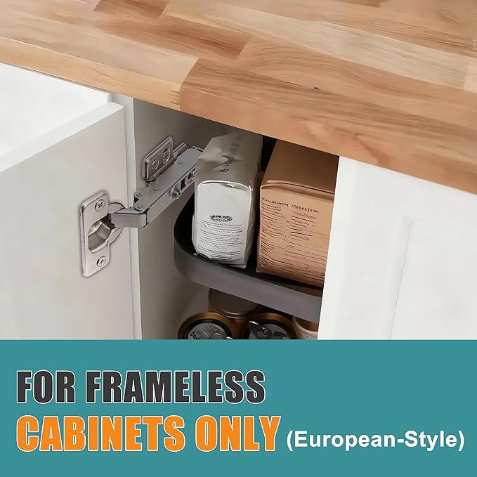 HBL' 4 Pack Soft Close Cabinet Hinges European Kitchen Cabinet Hinges for Frameless Cabinet Door, 35MM Quick Release Cup Hinges, 110° Full Overlay, 3D Adjustable and Slow Close Hinges