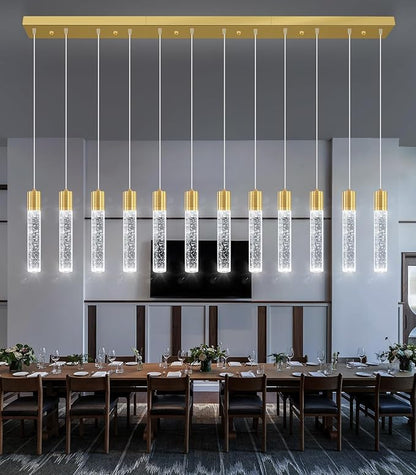 Modern Crystal Chandeliers LED Pendant Light for Kitchen Island Dining Room Entrance Foyer Living Room 6000K Gold