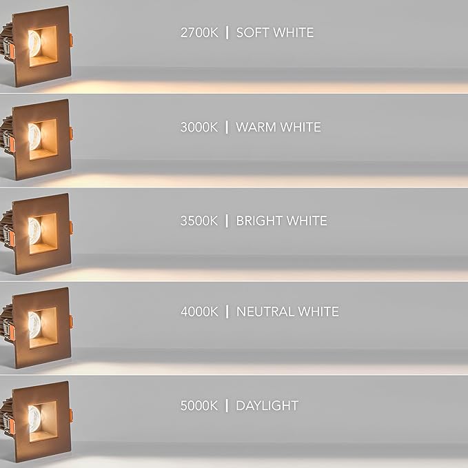 Maxxima 2 in. Ultra-Thin Recessed Anti-Glare LED Downlight - Canless IC Rated, 550 Lumens, 5 Color Temperature Selectable 2700K/3000K/3500K/4000K/5000K, Dimmable Square Bronze Trim, 90 CRI