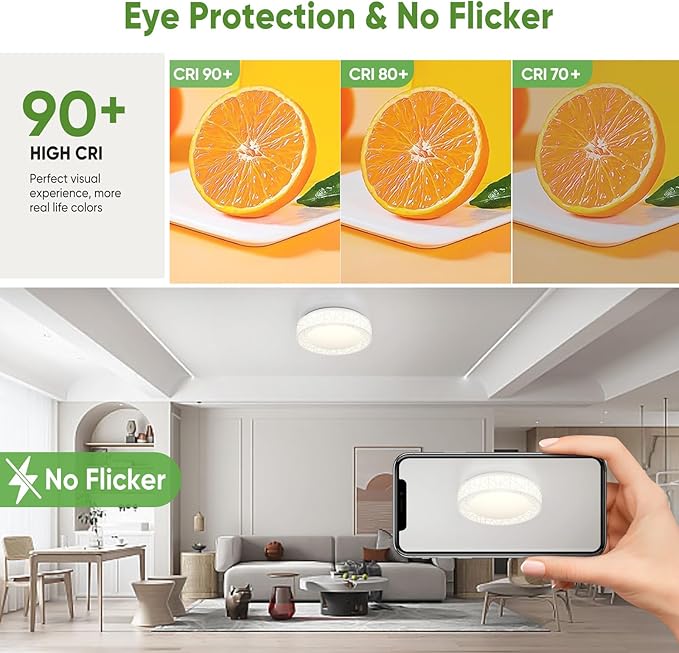 Lightania 20 Inch Flush Mount Ceiling Light, Modern White LED Ceiling Light Fixture, 42W 4000LM 2700-6500K Adjustable, Dimmable Ceiling Lights for Bedroom, Kitchen, Hallway, Bathroom, ETL Listed
