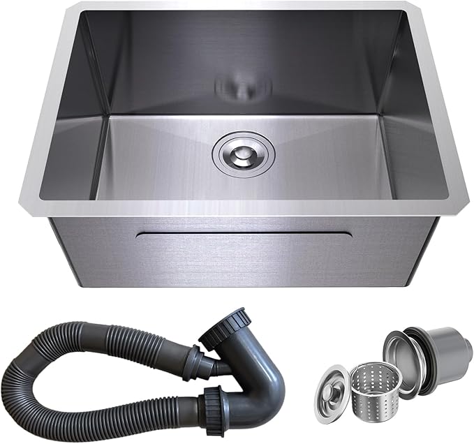 Kitchen Sink 34x18 Inch Undermount 304 Sink Stainless Steel 16 Gauge Single Bowl 9" Deep Handmade Kitchen Sinks Set with Accessories