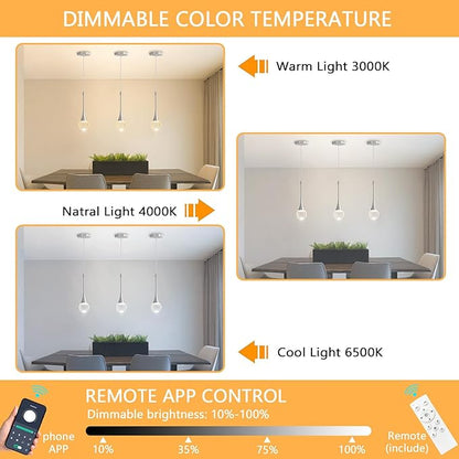 Modern Pendant Light LED Crystal Chandelier for Kitchen Island Dimmable Crystal Pendant Lighting for Dining Room Bedroom Silver