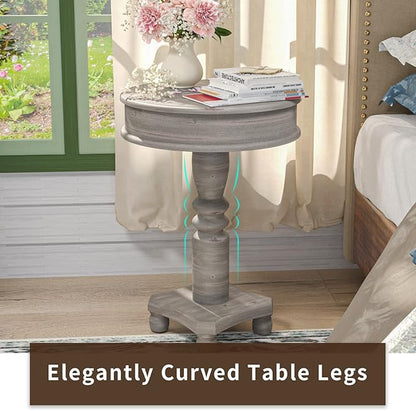 SUNBURY Set of 2 Round Side Tables, Small Drink Tables for Small Spaces, Modern Accent Nightstands with MDF Wood Legs for Living Room, Bedroom, Office, and Corners (Grey)