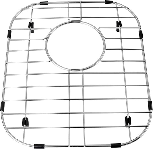 Kitchen Sink Grid and Stainless Steel Sink Protectors, Sinks Bottom Grid, Sinks Mats and Sink Racks for Bottom of Kitchen Sink, 11 5/8'' x 13 9/16'' with Rear Drain for Double Bowl