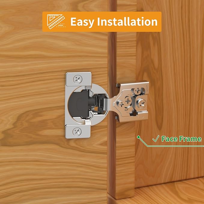 Chibery 50 Pack 3/8" Overlay 3D Soft Close Concealed Hinge for Face Frame Door, Smooth Slow Self Closing Hinges, Satin Nickel, Hidden 105° Open Angle Stainless Steel Hinge for Kitchen Cabinet Door