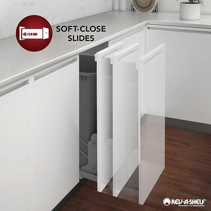 Rev-A-Shelf 6.86" Paper Towel Pullout Organizer, Wood Base Kitchen Cabinet Storage with Soft-Close Full Extension Slides, 448PTH-BCSC-6C