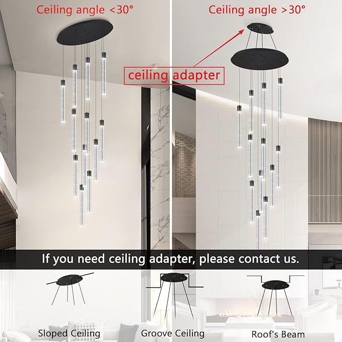 10-Lights Modern Chandelier for Staircase LED Dimmable Chandelier Crystal Chandelier Pendant Lights for High Ceiling Chandelier for Foyer