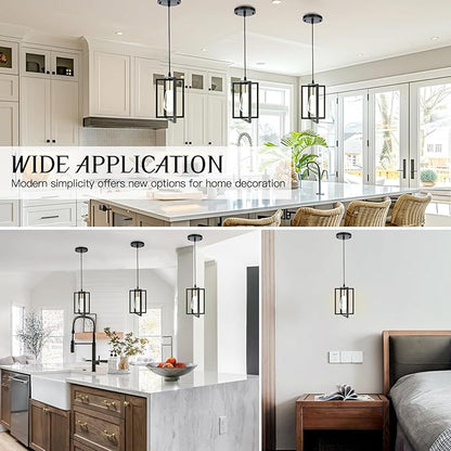 Black Pendant Lights Kitchen Island, Industrial Hanging Light Fixture with Durable Metal Shades, 1 Pack Kitchen Island Lighting for Dining Table, Entryway, Restaurant