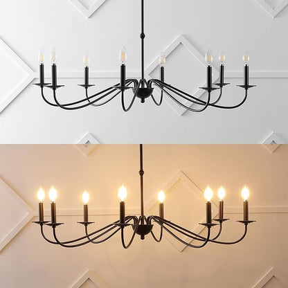 JONATHAN Y 40" Oil Rubbed Bronze 8-Light Bohemian Farmhouse Iron Chandelier, Rustic Candle-Style LED Hanging Light for Dining Room Kitchen Island Entryway Foyer (JYL7914A)