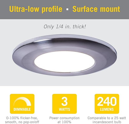 Armacost Lighting Wafer Thin LED Puck Light, Warm White Light (2700K), Polished Chrome Finish 204410