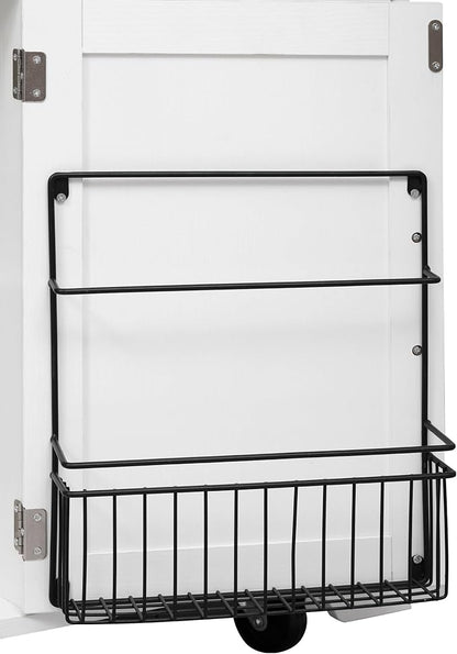 Bellemave 46.5" Farmhouse Kitchen Island cart with Charging Station and with Drape of Beads, Rolling Kitchen Island Table with Drop-Leaf, 3 Drawers, White