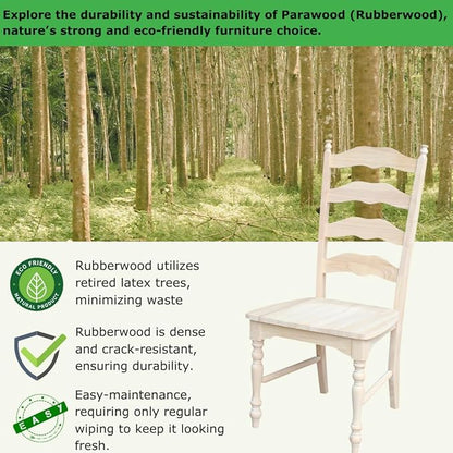 International Concepts Maine Ladderback Chairs, Solid Parawood, Unfinished (Set of 2)