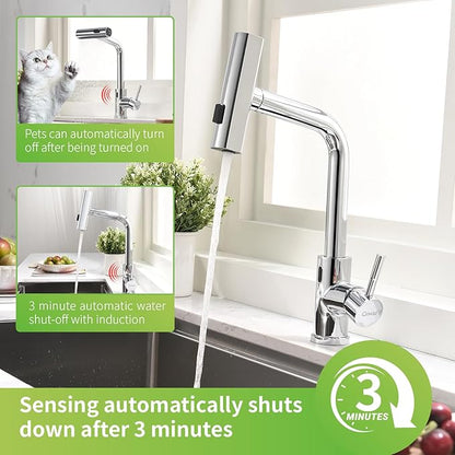 GIMILI Chrome Touchless Kitchen Faucet with Pull Down Sprayer, 15” Hight Single Hole Handle Kitchen Sink Faucets