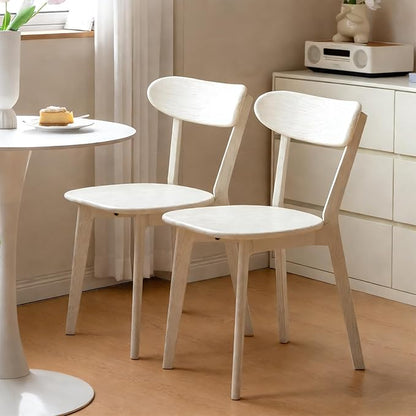 White Wood Dining Chairs Set of 2,FAS Grade Oak Dining Chairs, Sturdy Outer Sword-Leg Design in White Finish for Dining Room,Restaurant, Cafe, and Modern Home Kitchen,Easy Assembly,400 lb Capacity