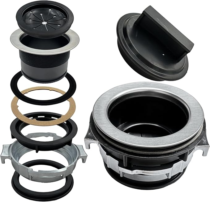 8Pcs/Set Garbage Disposal Sink Flange Kit with Stopper and Splash Guard for Waste King,4.49'' Sink Flange and Drain Lock Nut for Whirlaway,Waste King Garbage Disposal Drain Assembly Kit(114mm)