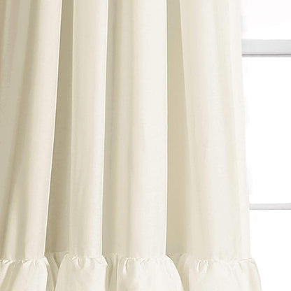 Lush Decor Allison Ruffle Light Filtering Window Curtain Panels Pair 40" W x 84" L Ivory - Coquette Curtains for Bedroom - Drapes - Ruffle Curtains Kids