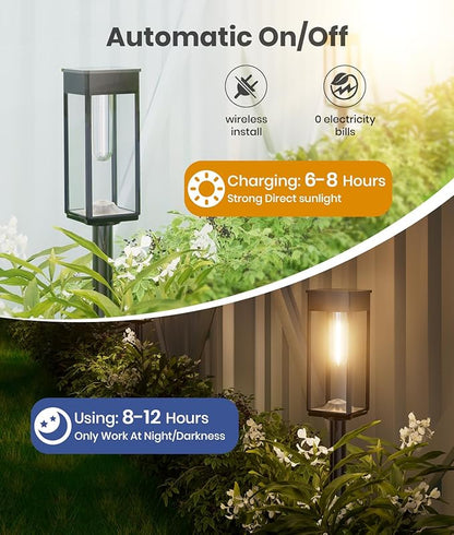 ALFIOT Bright Solar Lights Outdoor, 6 Pack Solar Pathway Lights Outdoor, Auto On/Off, IP65 Waterproof Solar Garden Lights Solar Powered Landscape Lighting for Yard Patio Walkway Driveway Pathway