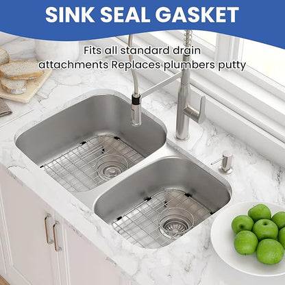 6 Pcs Kitchen Sink Drain Garbage Disposal Gasket, Putty-Free Rubber Seal Accessory for Kitchen Sink's Drain Flange (Black)