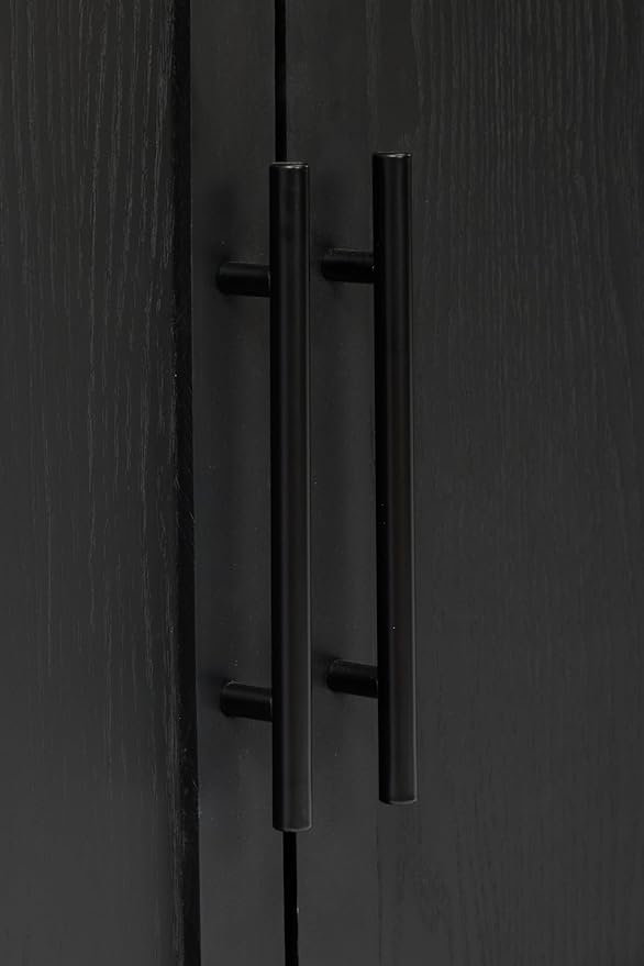 Ball & Cast 67" Tall Arched Storage Cabinet, Modern 3-Tier Wooden Kitchen Pantry Cabinet with Doors & Open Shelves,Versatile Bookcase Display Cabinet for Living Room,Office,Dining Room,Black