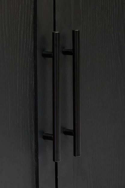 Ball & Cast 67" Tall Arched Storage Cabinet, Modern 3-Tier Wooden Kitchen Pantry Cabinet with Doors & Open Shelves,Versatile Bookcase Display Cabinet for Living Room,Office,Dining Room,Black