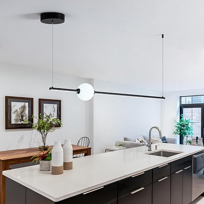 40" LED Linear Pendant Light, Dimmable Led Light Fixture, Linear Dinning Room Light, Kitchen Island Lights for Kitchen Island Dining Room Pool Table and Office Black