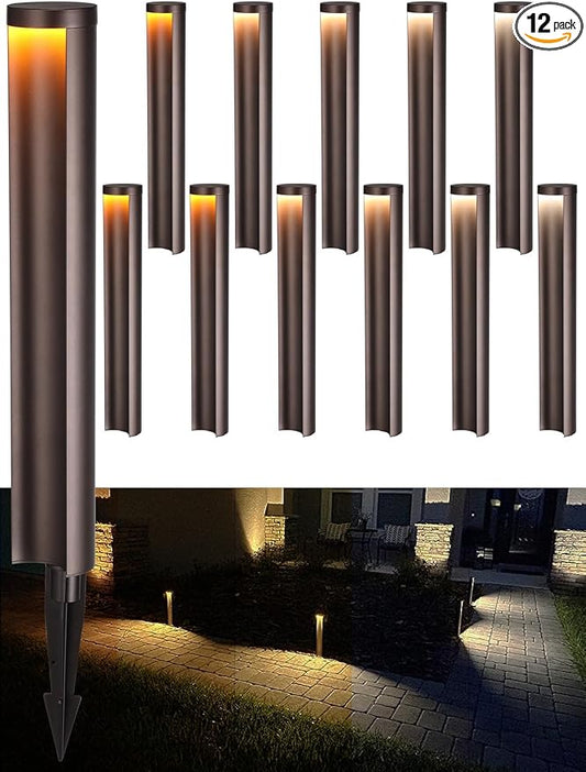 LEONLITE 5CCT Low Voltage Landscape Lights, 5W Anti-Glare LED Pathway Lights, Die-Casted Aluminum Housing, IP65 Waterproof for Outdoor Path Sidewalk Walkway, 1800K-5000K, ETL, Pack of 12