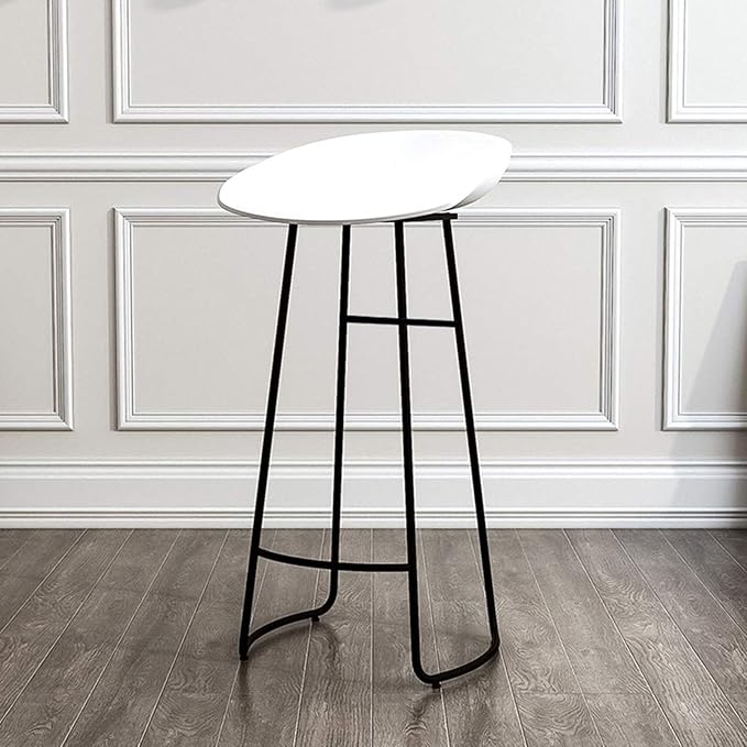 Minimalist Plastic PP Stools Backless with Metal Legs, Kitchen Island Dining Chairs with Comfortable Footrest, Counter Height Stools for Counter,White-65cm