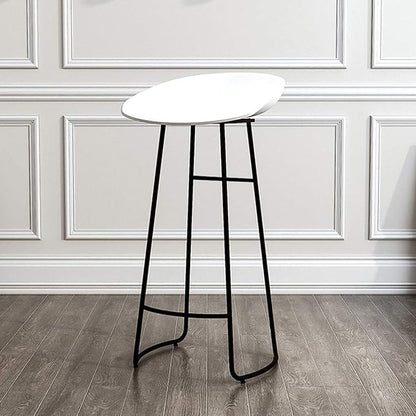 Minimalist Plastic PP Stools Backless with Metal Legs, Kitchen Island Dining Chairs with Comfortable Footrest, Counter Height Stools for Counter,White-65cm