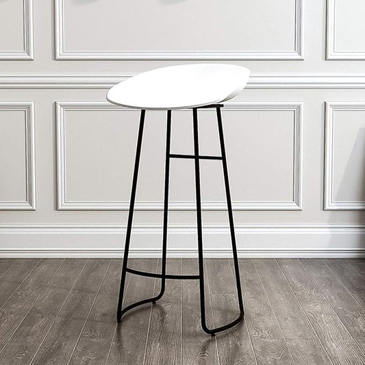 Minimalist Plastic PP Stools Backless with Metal Legs, Kitchen Island Dining Chairs with Comfortable Footrest, Counter Height Stools for Counter,White-65cm