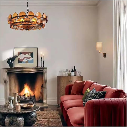 French Retro Design Brown Glass Lamp Living Room Lamp American Minimalist Bedroom Light Luxury Dining Room Chandelier,Modern Lighting