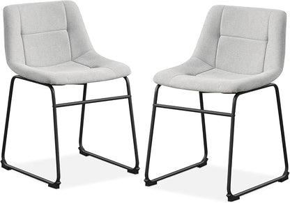 Furniture of America Veradis Modern Bentwood Dining Chairs Set of 2, Chenille Fabric Stool with Back and Metal Frame, Comfortable Upholstered Seating for Kitchen, Living Room, Light Grey, 30 inch