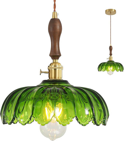 Glass Pendant Lights Kitchen Island, Green Glass Pendant Light, Vintage Pendant Light Fixtures, Hanging Lights Fixture for Kitchen Island Entryway Dining Room Bedroom Hallway