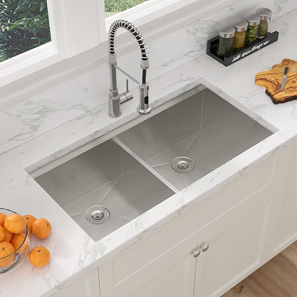 Sarlai 30 Undermount Kitchen Sink Double Bowl - 30x19 Inch Kitchen Sink Undermount Workstation16 Gauge Stainless Steel Deep Double Bowl 60/40 Low Divided Under Counter Sinks Basin