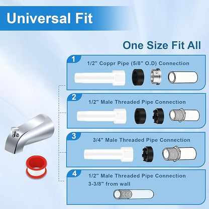 Tub Shower Trim Kit, Shower Knob 3 Piece and Bath Tub Spout, for Price/Pfister Verve and 3 Handle Tub Faucet, for 1/2" Copper Connection, 1/2" and 3/4" Male Thread Connection (Chrome)